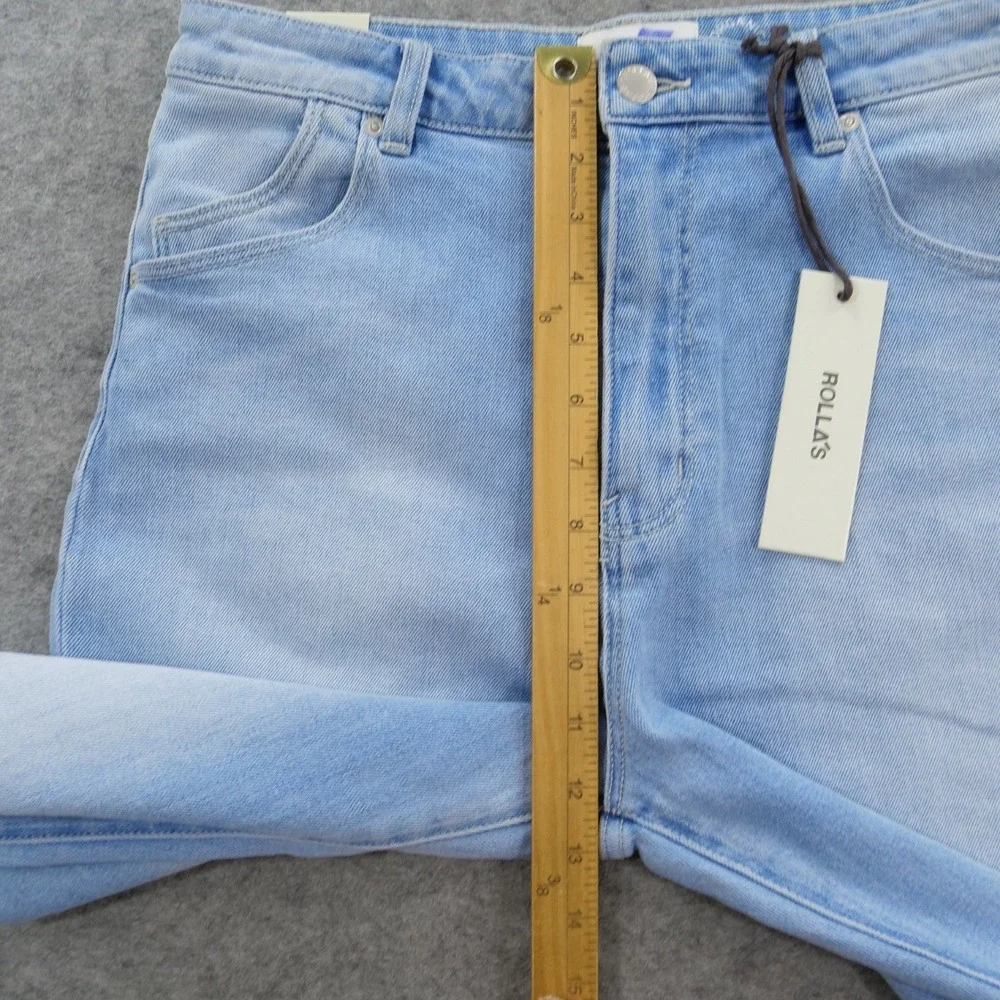 Rollas Dusters Jeans Womens 30 Blue Bootcut Crop High Rise Distressed Light New